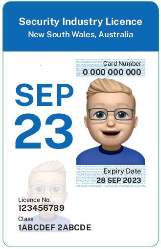 Front of new portrait-style security licence card